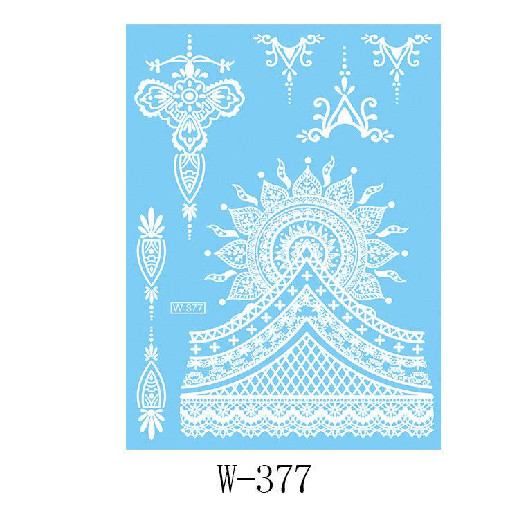 White Lace 3D Waterproof Henna Tattoo Sticker Collection (4)