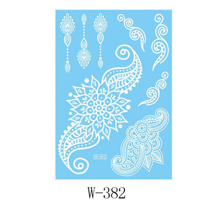 White Lace 3D Waterproof Henna Tattoo Sticker Collection (6)
