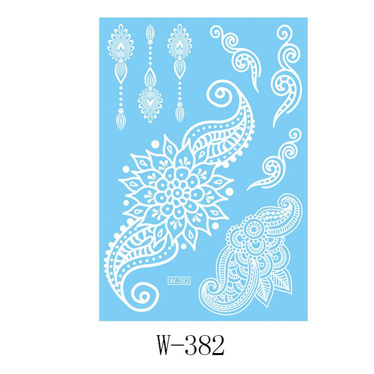 White Lace 3D Waterproof Henna Tattoo Sticker Collection (6)