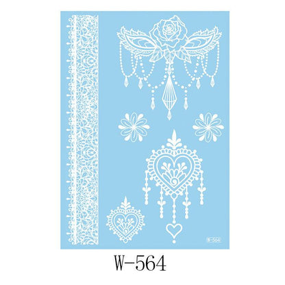 White Lace 3D Waterproof Henna Tattoo Sticker Collection (6)