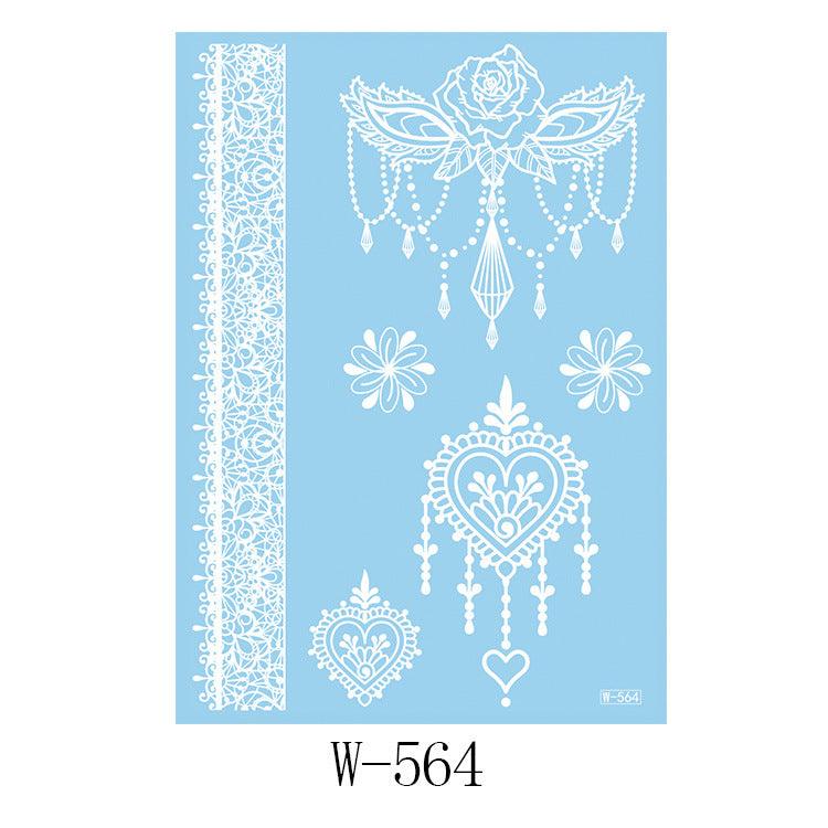 White Lace 3D Waterproof Henna Tattoo Sticker Collection (6)