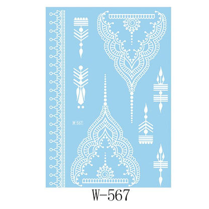 White Lace 3D Waterproof Henna Tattoo Sticker Collection (6)