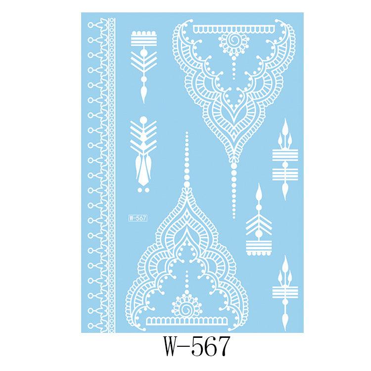 White Lace 3D Waterproof Henna Tattoo Sticker Collection (6)