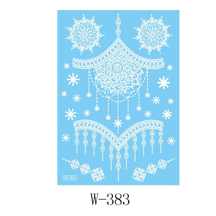 White Lace 3D Waterproof Henna Tattoo Sticker Collection (6)