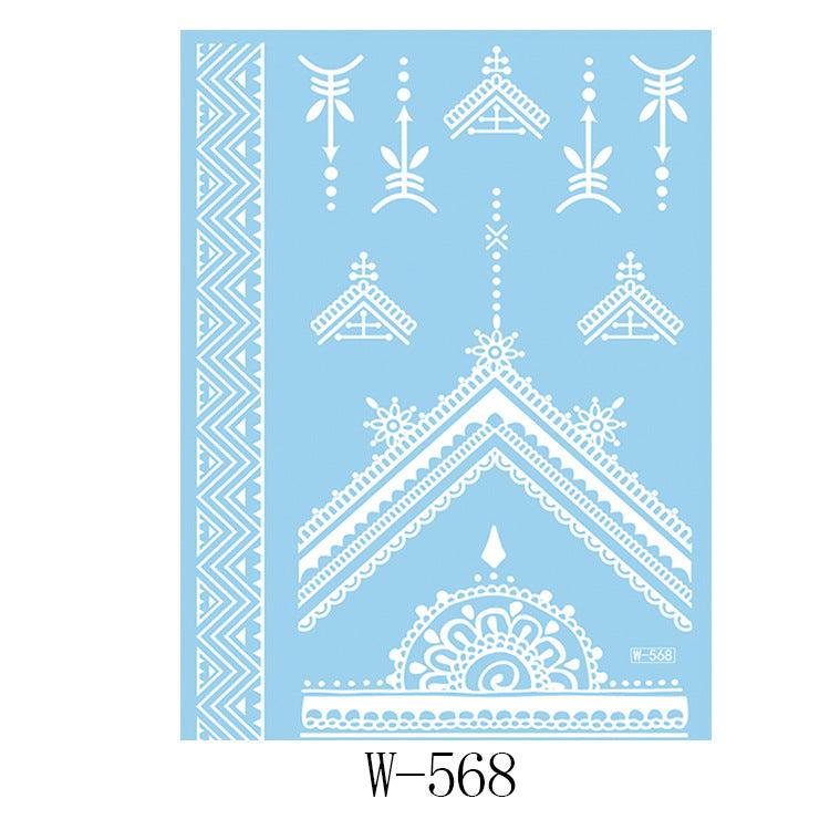 White Lace 3D Waterproof Henna Tattoo Sticker Collection (6)