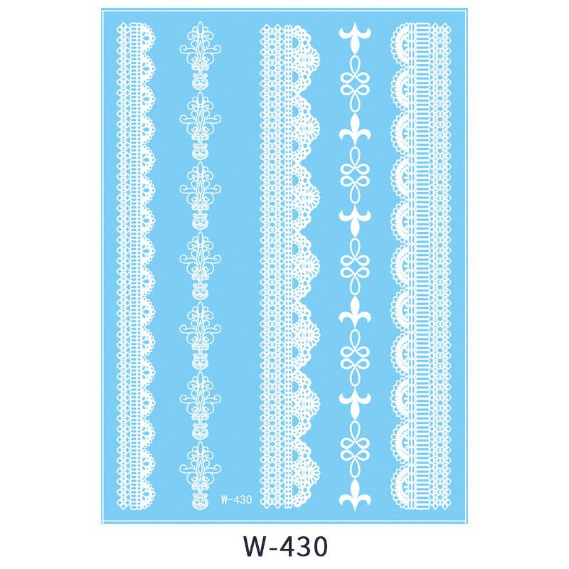 White Lace 3D Waterproof Henna Tattoo Sticker Collection (6)