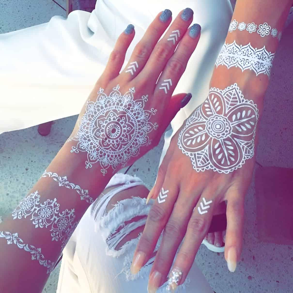 White Lace 3D Waterproof Henna Tattoo Sticker Collection (4)