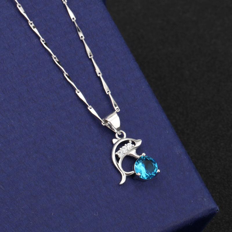 HANJIDolphin And Swan Pendant NecklaceAccessorySwan Pendant Necklace