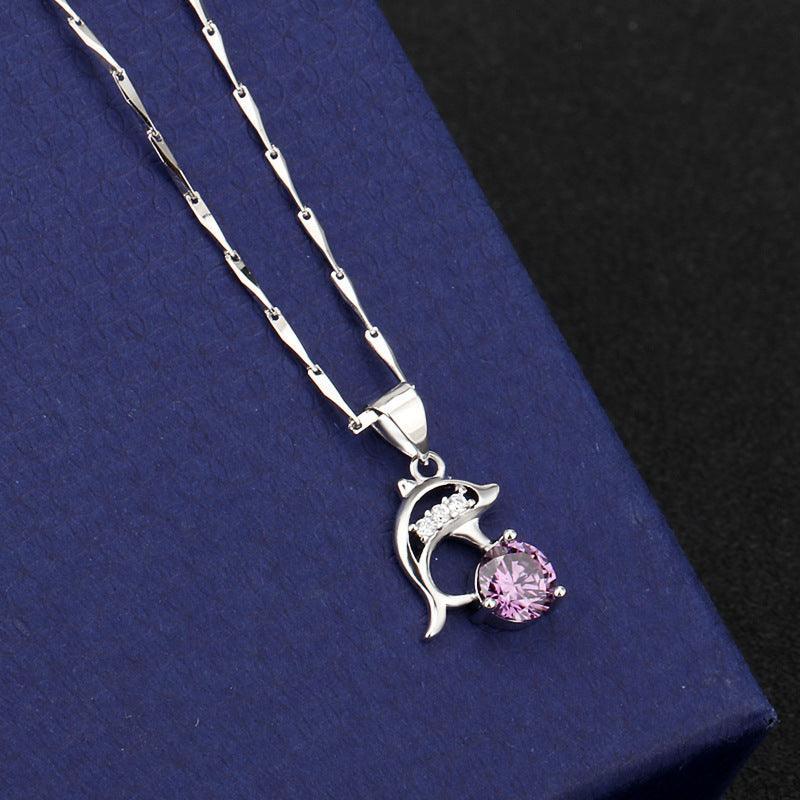 HANJIDolphin And Swan Pendant NecklaceAccessorySwan Pendant Necklace