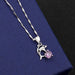 Dolphin pendant with purple diamond with melon seed chain