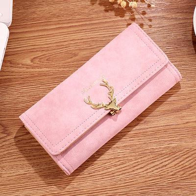 Long Trifold Deer Head Frosted Wallet
