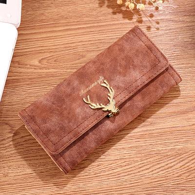 Long Trifold Deer Head Frosted Wallet