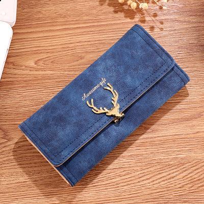 Long Trifold Deer Head Frosted Wallet