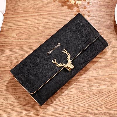 Long Trifold Deer Head Frosted Wallet