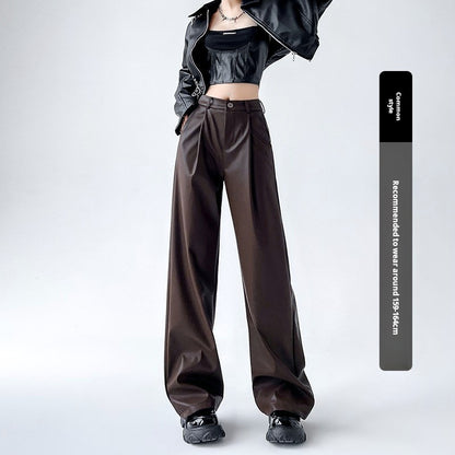 American PU Leather High-Waisted Pants