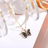 HANJI(All-22) Simple Gradient Colorful Butterfly NecklaceAccessory-22) Simple Gradient Colorful Butterfly Necklace