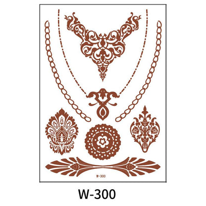Reddish-Brown 3D Waterproof Henna Tattoo Sticker Collection (1)