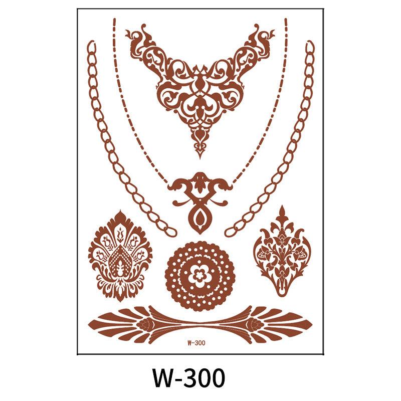 Reddish-Brown 3D Waterproof Henna Tattoo Sticker Collection (1)