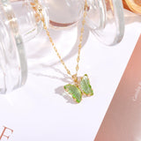 HANJI(All-22) Simple Gradient Colorful Butterfly NecklaceAccessory-22) Simple Gradient Colorful Butterfly Necklace