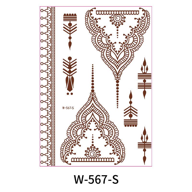 Reddish-Brown 3D Waterproof Henna Tattoo Sticker Collection (5)