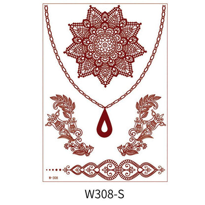Reddish-Brown 3D Waterproof Henna Tattoo Sticker Collection (1)