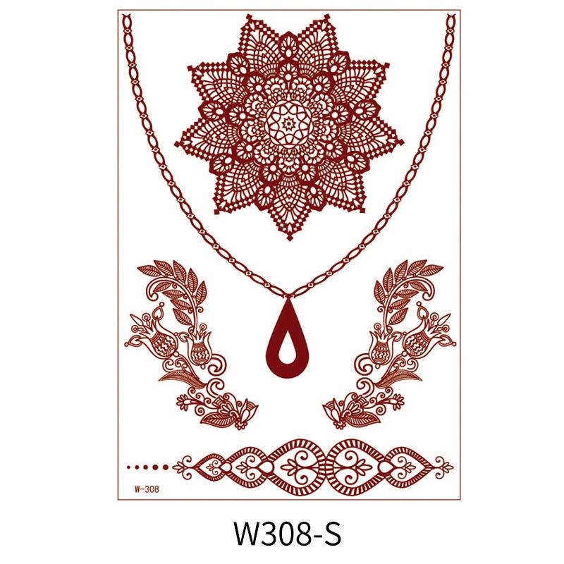 Reddish-Brown 3D Waterproof Henna Tattoo Sticker Collection (1)