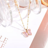 HANJI(All-22) Simple Gradient Colorful Butterfly NecklaceAccessory-22) Simple Gradient Colorful Butterfly Necklace