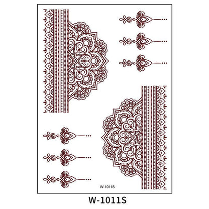 Reddish-Brown 3D Waterproof Henna Tattoo Sticker Collection (7)