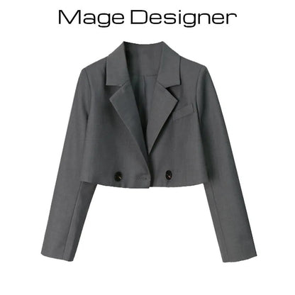 Slim Design High-Waisted Cropped Lapel Blazer