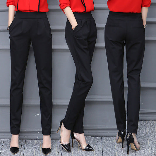 Black Elastic Waist Harem Pants