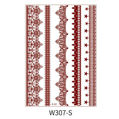 Reddish-Brown 3D Waterproof Henna Tattoo Sticker Collection (1)