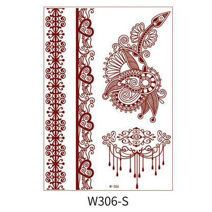 Reddish-Brown 3D Waterproof Henna Tattoo Sticker Collection (1)