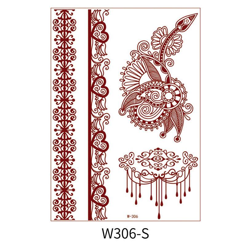 Reddish-Brown 3D Waterproof Henna Tattoo Sticker Collection (1)