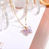 HANJI(All-22) Simple Gradient Colorful Butterfly NecklaceAccessory-22) Simple Gradient Colorful Butterfly Necklace