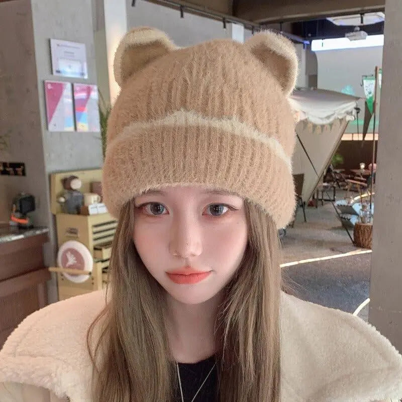 HANJIVersatile Cute Cat Ears Fashion Warm Knit HatAccessoryVersatile Cute Cat Ears Fashion Warm Knit Hat