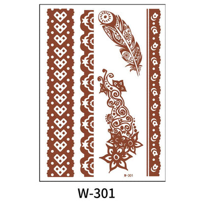 Reddish-Brown 3D Waterproof Henna Tattoo Sticker Collection (1)