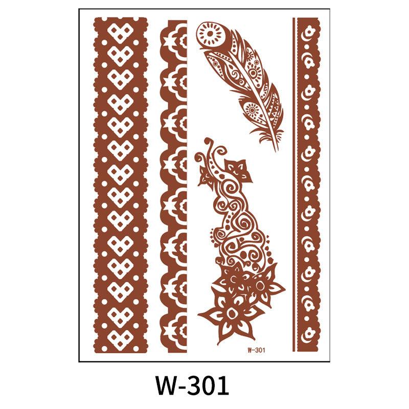 Reddish-Brown 3D Waterproof Henna Tattoo Sticker Collection (1)