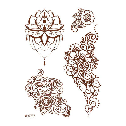Reddish-Brown 3D Waterproof Henna Tattoo Sticker Collection (5)
