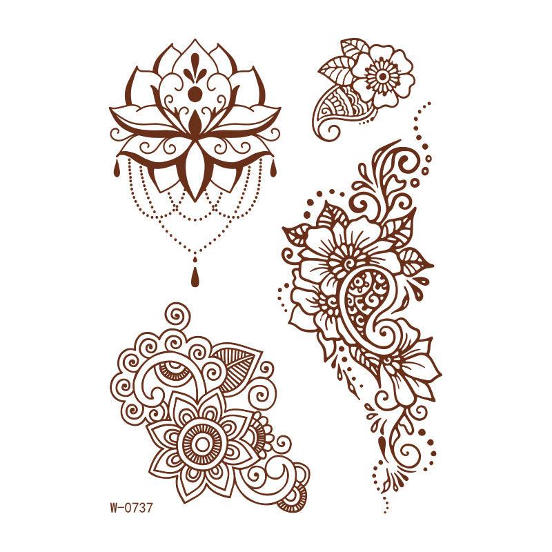 Reddish-Brown 3D Waterproof Henna Tattoo Sticker Collection (5)