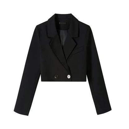 Slim Design High-Waisted Cropped Lapel Blazer