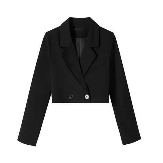 Slim Design High-Waisted Cropped Lapel Blazer