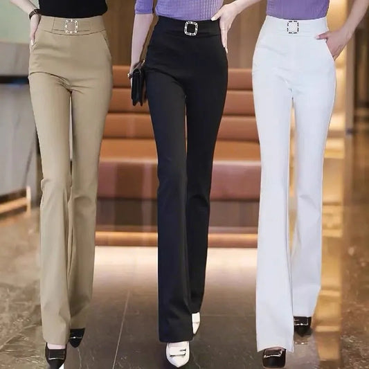 High Waist Slim Suit Flared Pants