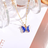 HANJI(All-22) Simple Gradient Colorful Butterfly NecklaceAccessory-22) Simple Gradient Colorful Butterfly Necklace