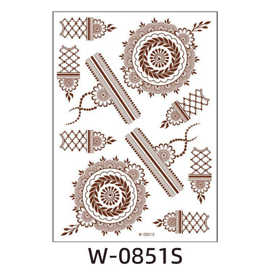 Reddish-Brown 3D Waterproof Henna Tattoo Sticker Collection (7)