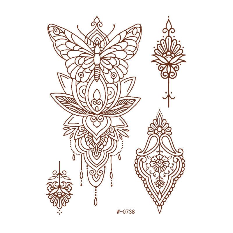 Reddish-Brown 3D Waterproof Henna Tattoo Sticker Collection (5)