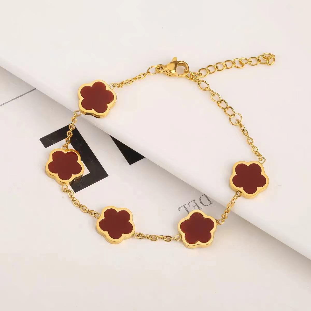 HANJIHigh-End Five-Leaf Flower BraceletAccessoryHigh-End