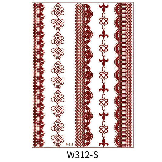 Reddish-Brown 3D Waterproof Henna Tattoo Sticker Collection (2)