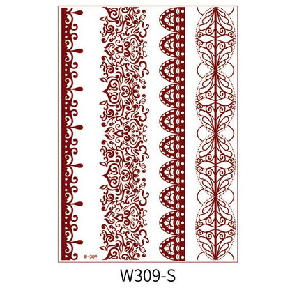 Reddish-Brown 3D Waterproof Henna Tattoo Sticker Collection (1)