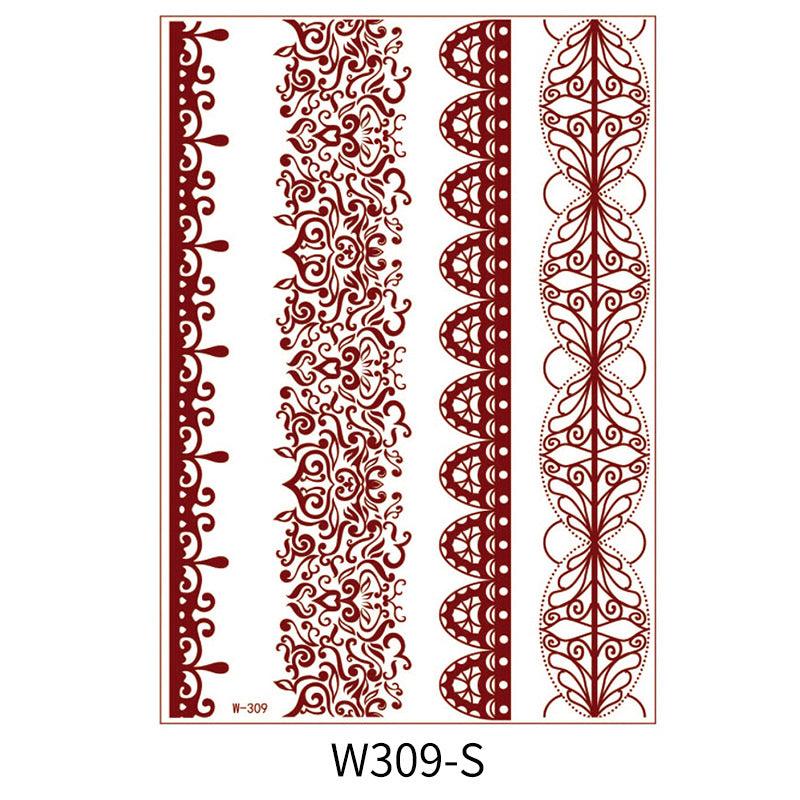 Reddish-Brown 3D Waterproof Henna Tattoo Sticker Collection (1)