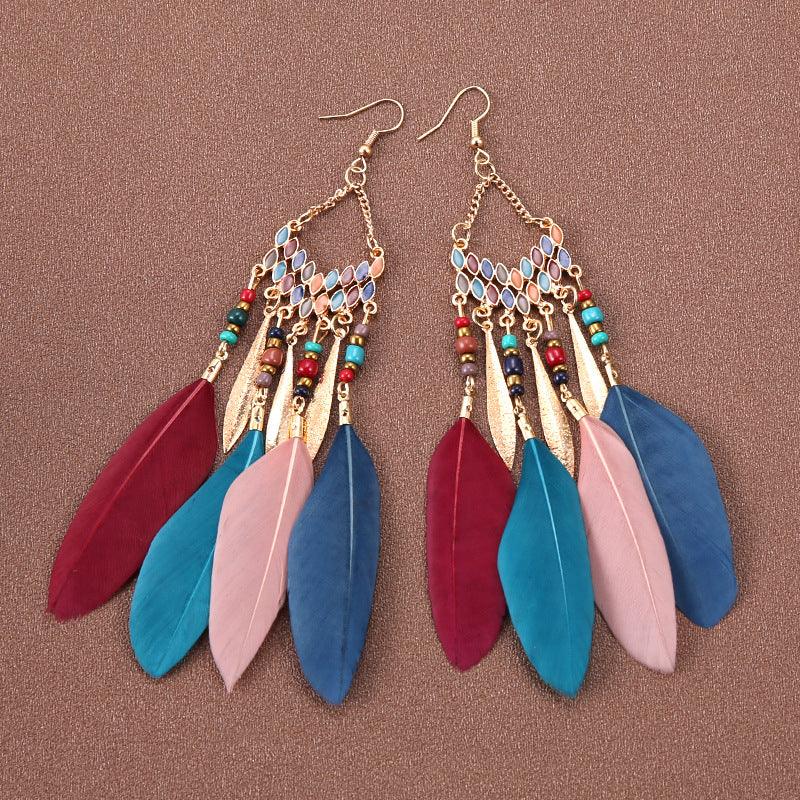 HANJIBohemian Feather EarringsAccessoryBohemian Feather Earrings